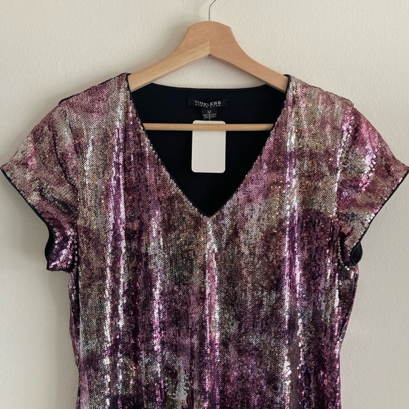 NAEEM KHAN Timeless Sequin Dress Purple Silver Ombre Maxi Floral NWT Medium - Picture 1 of 10